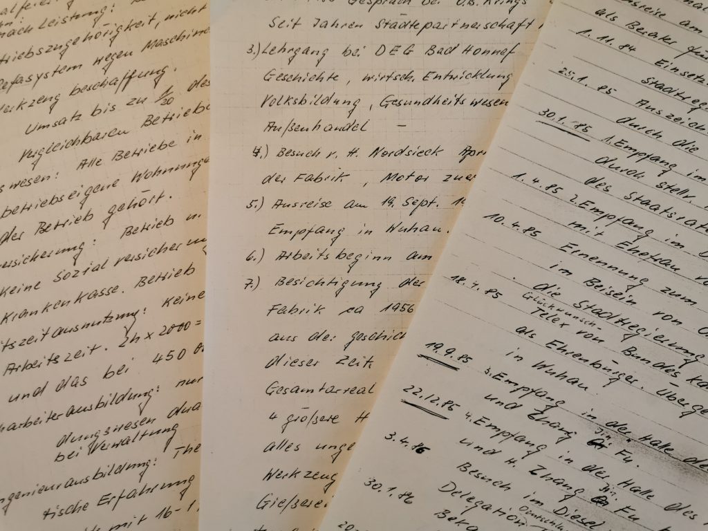 Werner Gerichs Notizen über die Arbeit in Wuhan und China.