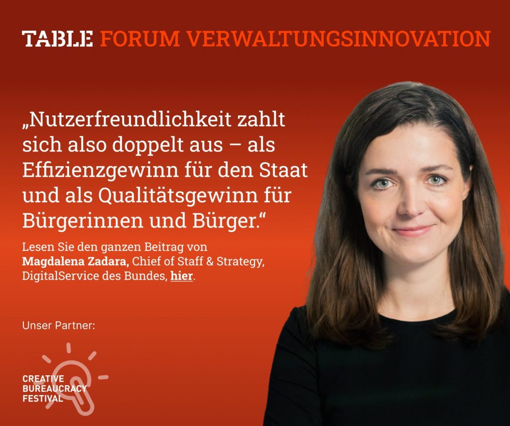 Table.Forum Verwaltungsinnovation. Lesen Sie den ganzen Beitrag von Magdalena Zadara hier. Creative Bureaucracy Festival