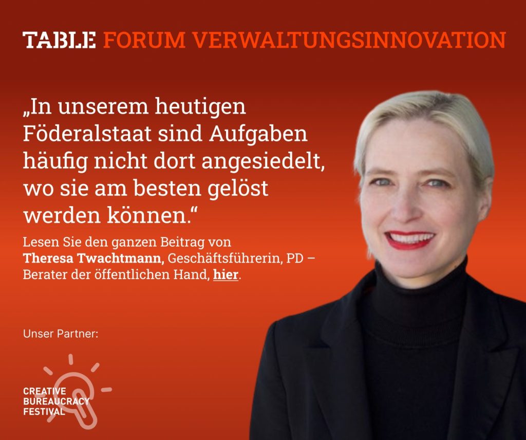 Table.Forum Verwaltungsinnovation. Lesen Sie den ganzen Beitrag von Theresa Twachtmann hier. Creative Bureaucracy Festival